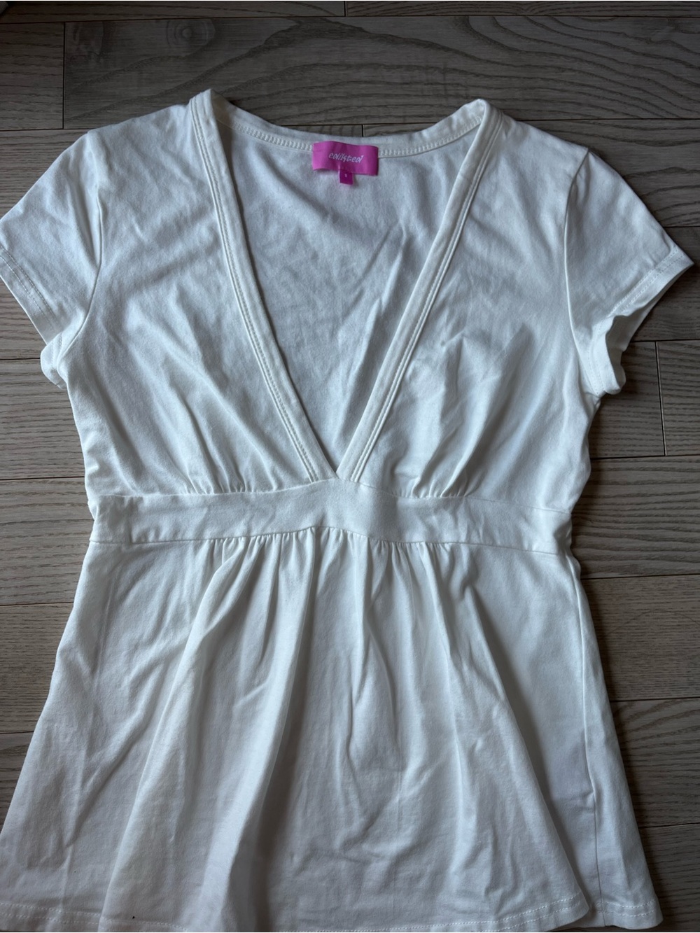 Edikted White V-Neck Short Sleeve Babydoll Top